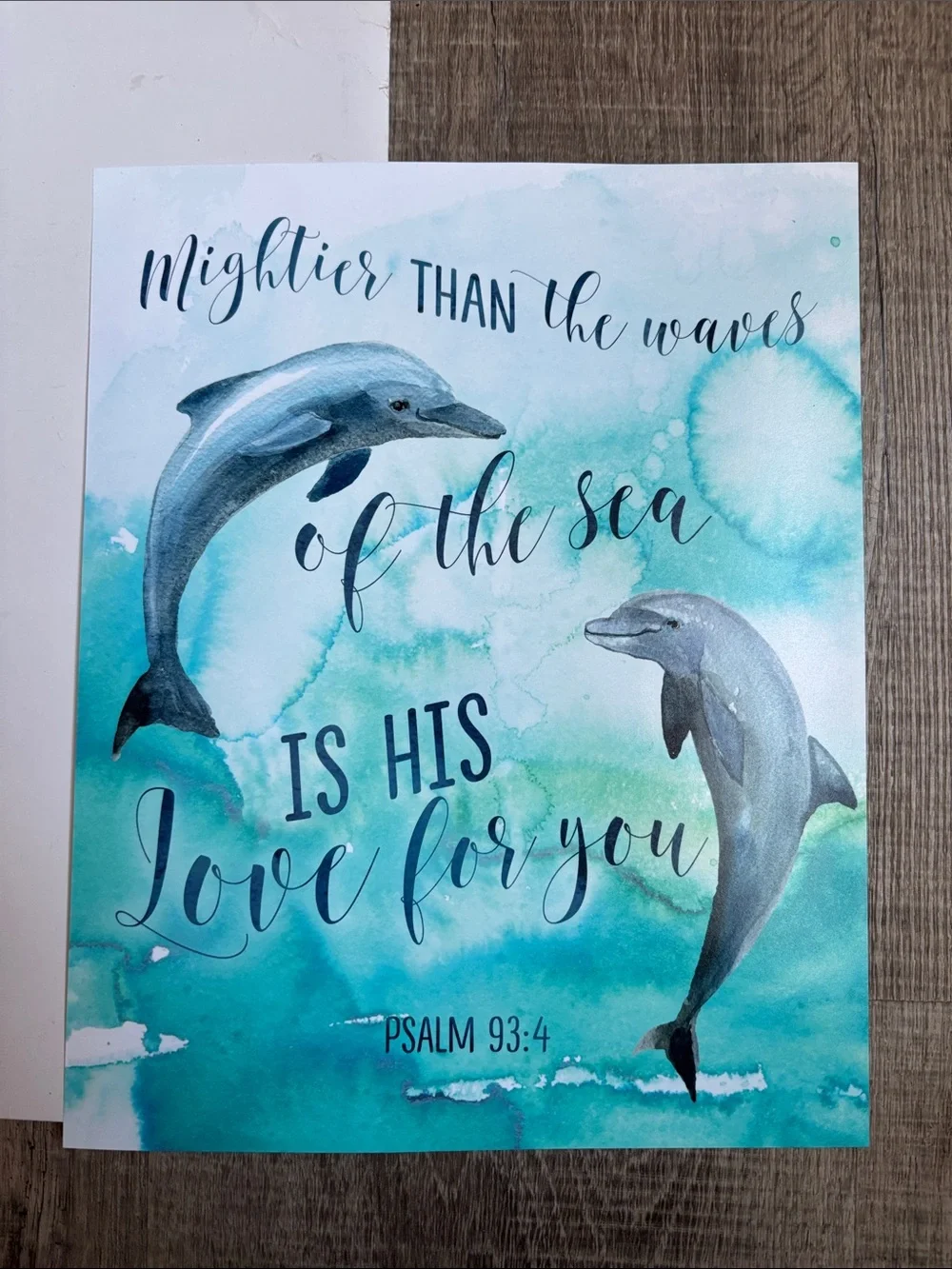 Watercolor Dolphin Psalm Art Print - Teal & Aqua
